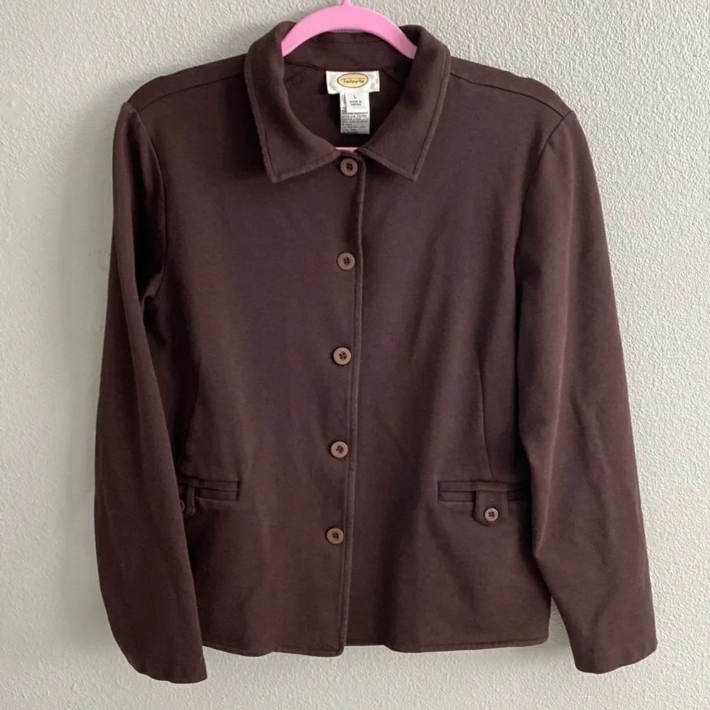 Talbots- brown button up overcoat- Size Large - Picture 1 of 6